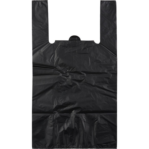 Пакет-майка Знак Качества ПНД черный 15 мкм (38+20x68 см, 100 штук в упаковке)