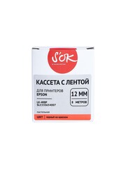 Кассета с лентой S'OK by Sakura Printing C53S654007 (LK-4RBP) для Epson  LW300, LW400, LW700, LW600P, LW1000P, K400, Z700, Z800, черный на красном, 12мм, 8м, пастельная