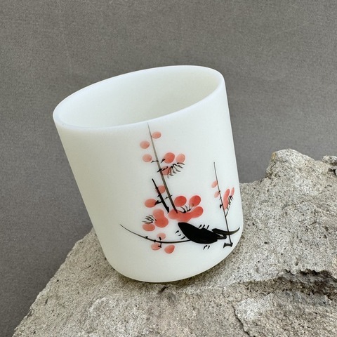 Чашка с сакурой, цилиндр, фарфор, 100мл