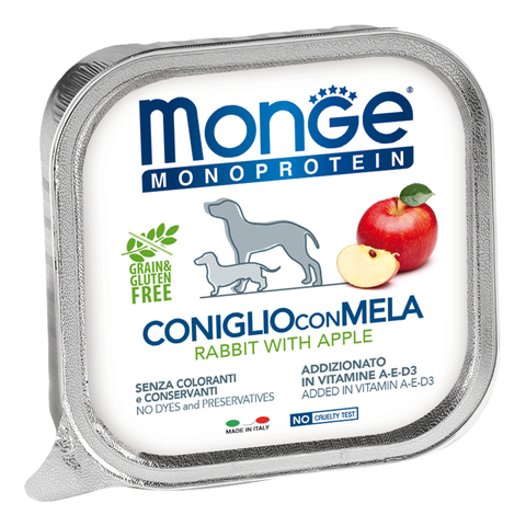 Monge Dog Monoprotein Fruits консервы для собак паштет из кролика с яблоком 150 г