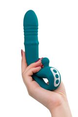 Зеленый вибратор с функцией Up&Down и стимулирующим кольцом Mija - 19 см. - 