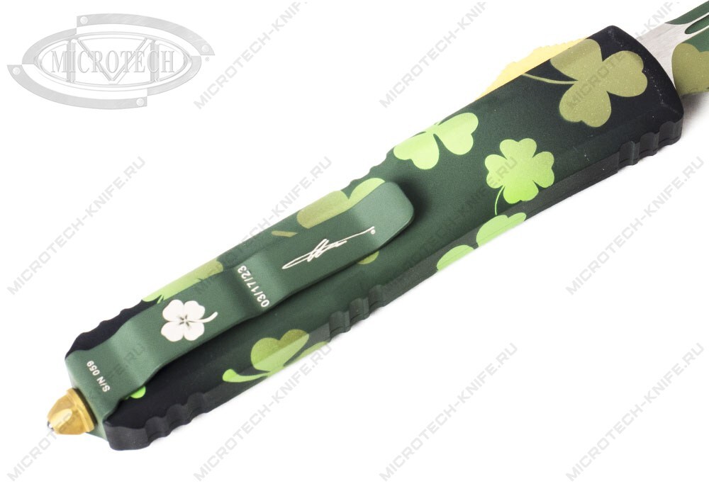 Нож Microtech Ultratech 121-2SPDS Green Lucky Clover - фотография 