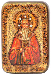 Инкрустированная икона Святитель Григорий Богослов 15х10см на натуральном дереве, в подарочной коробке