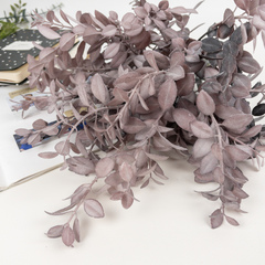 Листья рябины, искусственная зелень, цвет пастельный Сиренево-фиолетовый, в патине, букет 6 веток, набор 2 букета.