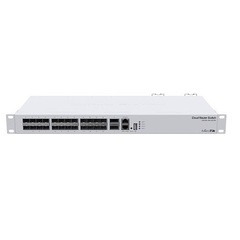 MikroTik Cloud Router Switch 326-24S+2Q+RM with 2 x 40G QSFP+ cages, 24 10G SFP+ cages, 1x LAN port for management, RouterOS L5 or SwitchOS (dual boot), 1U rackmount enclosure, Dual redundant PSU
