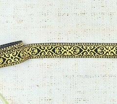 Тесьма жаккард, ш. 2 см, чёрный с золотом