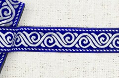 Тесьма жаккард, ш. 3,4 см, электрик с серебром