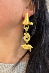 76141- Длинные асимметричные серьги в стиле Schiaparelli с подвесками