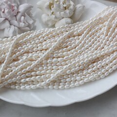 Жемчуг натуральный речной, рис, 5-6,5 мм, 1 нить, Ж020