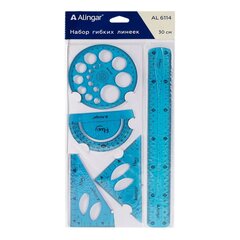 
          Набор чертежный Alingar, 30 см, пластиковый, 5 предметов, гибкий, 2 шкалы см, цвета ассорти, пакет ПВХ с европодвесом