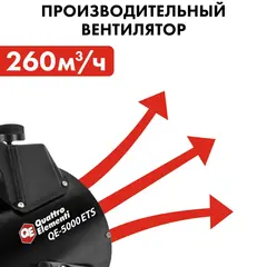Нагреватель воздуха электрический QUATTRO ELEMENTI QE-5000 ETS (5кВт, 260 м.куб/ч, 220 В, режим вентилятора, 3,7кг) (796-702)