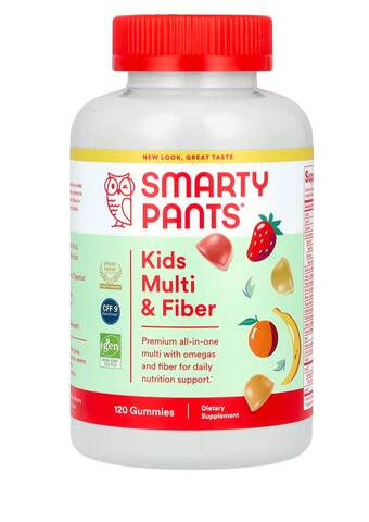 SmartyPants мультивитамины и клетчатка для детей, со вкусом лимона, апельсина и клубники с бананом, 120 жевательных таблеток