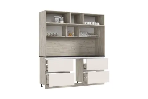 Кухня Карина Центральная секция 2050 (с местом под МП) (Дуб Крафт серый,Кашемир)