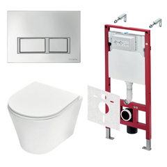 TECE K401201WCK TECEspring Base Комплект 4 в 1 инсталяция, панель смыва с прямоугольными кнопками, хром глянц., унитаз модель K фото