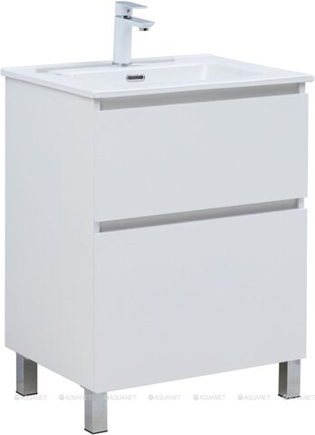Aquanet 344121 Компл.2 - Тумба Вега 60 напольная 2 ящ. цв. белый глянец (344121)