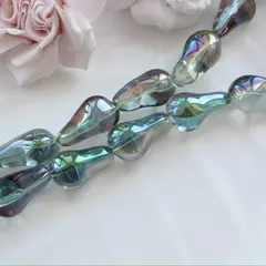 Бусины стеклянные, дымчато-серый с переливами, фриформ 22*13 мм, 1 бусина, МК037