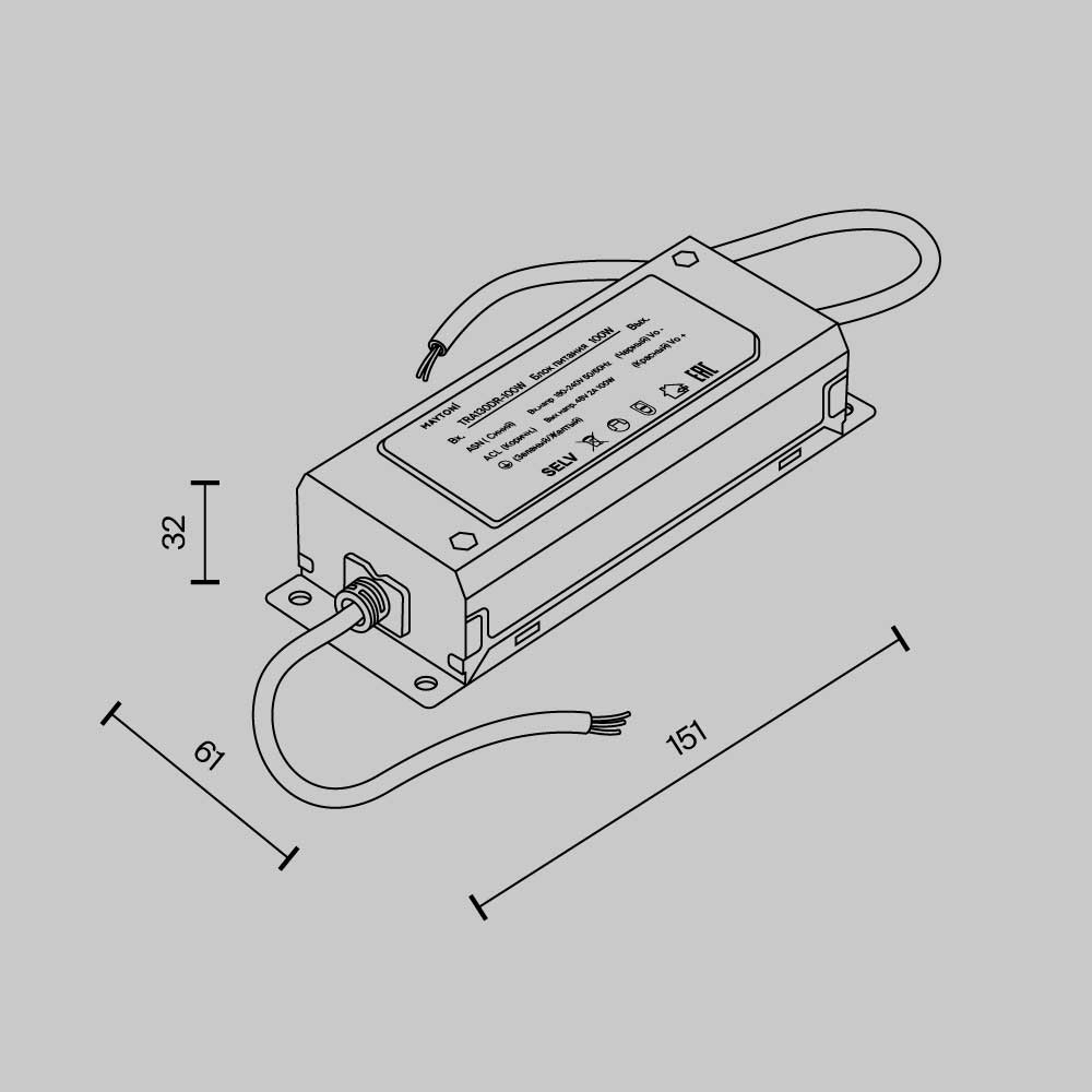 Блок питания Maytoni Technical Power Supply Radity Parity 48V 100W TRA130DR-100W