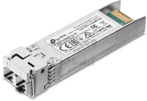 Модуль TP-Link SM5110-SR, SFP+ модуль 10 Гбит/с, разъём LC, 50/125 мкм или 62,5/125 мкм многомод, длина волны 850 нм, дальность до 300 м.
