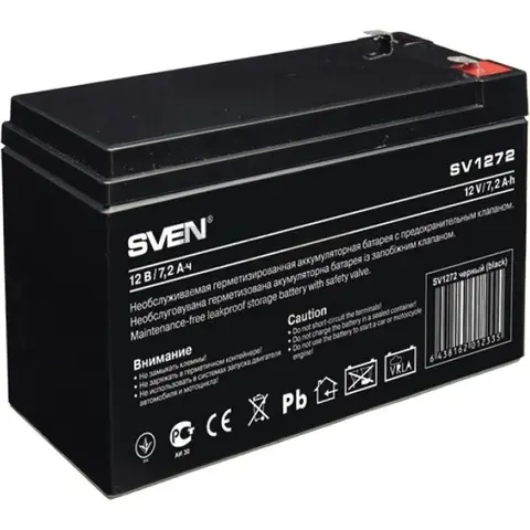 Аккумуляторная батарея SVEN SV1272 (12V 7,2Ah) клемма F2 151х65х94мм Полная высота 100мм (SV-012335)