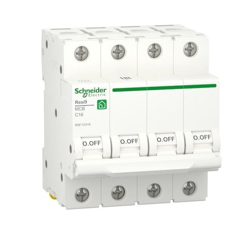 Автоматический выключатель 4P - 16 A тип C 4 модуля 400 В~. Schneider Electric Resi9. R9F12416