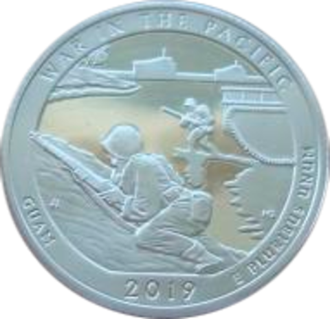 США 25 центов 2019 Парк № 48 Война в Тихом океане Монумент воинской доблести S Пруф Слаб ANACS PR70