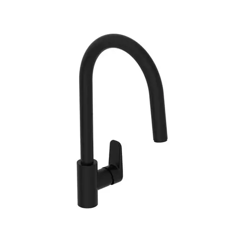 Vitra A4344536EXP Flow Soft Смеситель для кухни с выдвижным изливом С-типа, черный матовый