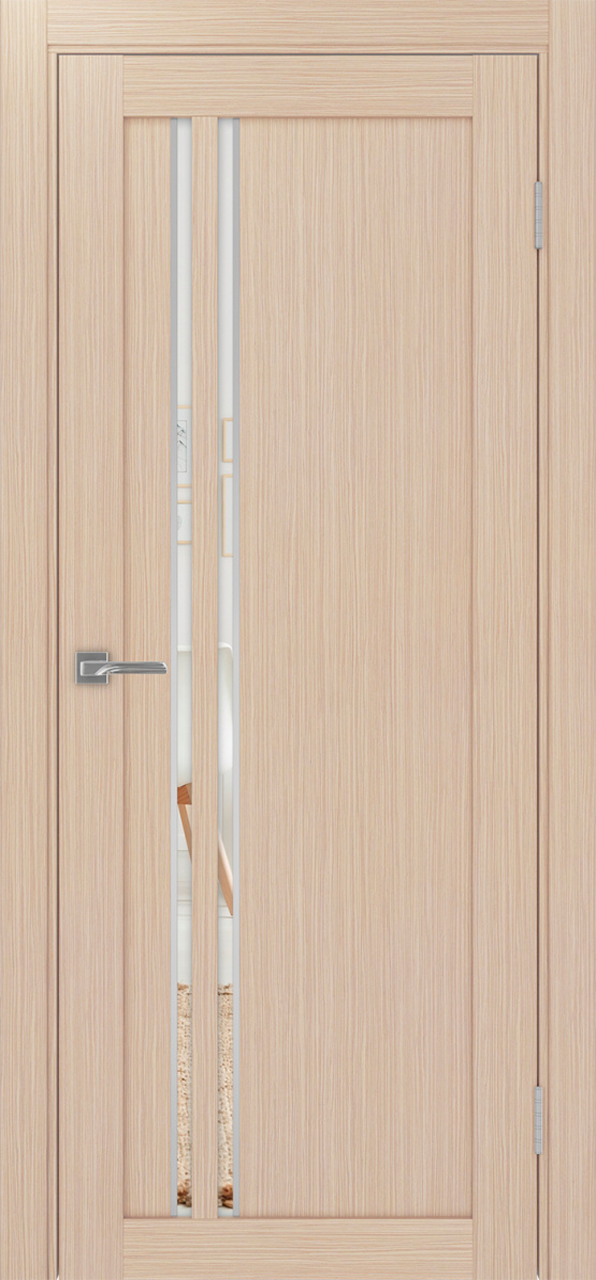 Дверь межкомнатная Оптима Порте Турин 525.121 АПС молдинг SC, цвет беленый дуб, экошпон, зеркало