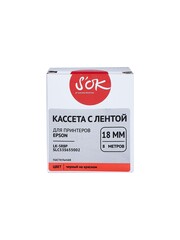 Кассета с лентой S'OK by Sakura Printing C53S655002 (LK-5RBP) для Epson  LW400, LW700, LW600P, LW1000P, K400, Z700, Z800, черный на красном, 18мм, 8м, пастельная