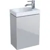 Шкафчик для раковины Geberit Acanto, с одной дверью и сифоном: B=39.5см, H=53.5см, T=24.5см, песчаный глянец / матовый песочно-серый, песчаный глянец / глянцевое стекло