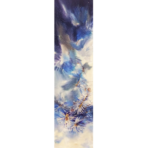 Шелковый шарф батик Зимняя вьюга 120x30 см