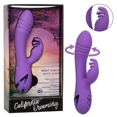Фиолетовый вибромассажер-кролик с ротацией West Coast Wave Rider - 