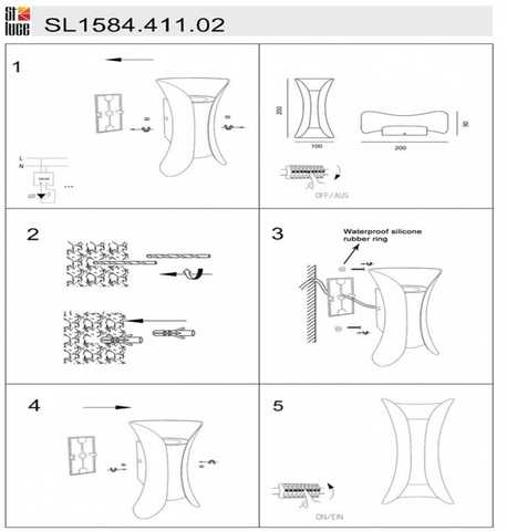 Уличный настенный светодиодный светильник ST Luce COSETTO SL1584.411.02, 2*5W 4000K