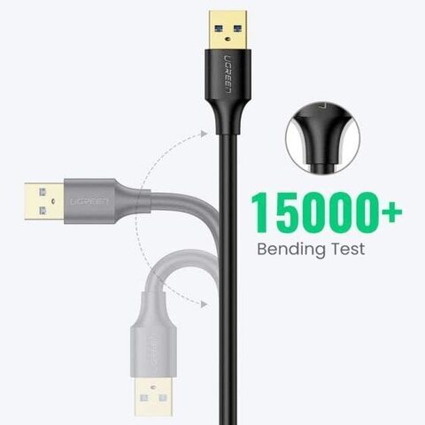 Кабель UGREEN USB 3.0 Extension Male Cable, 1,5м, черный US129