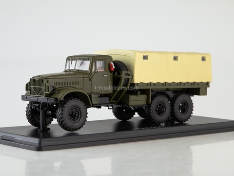 KRAZ-214 flatbed truck with awning khaki-beige 1:43 Start Scale Models (SSM)