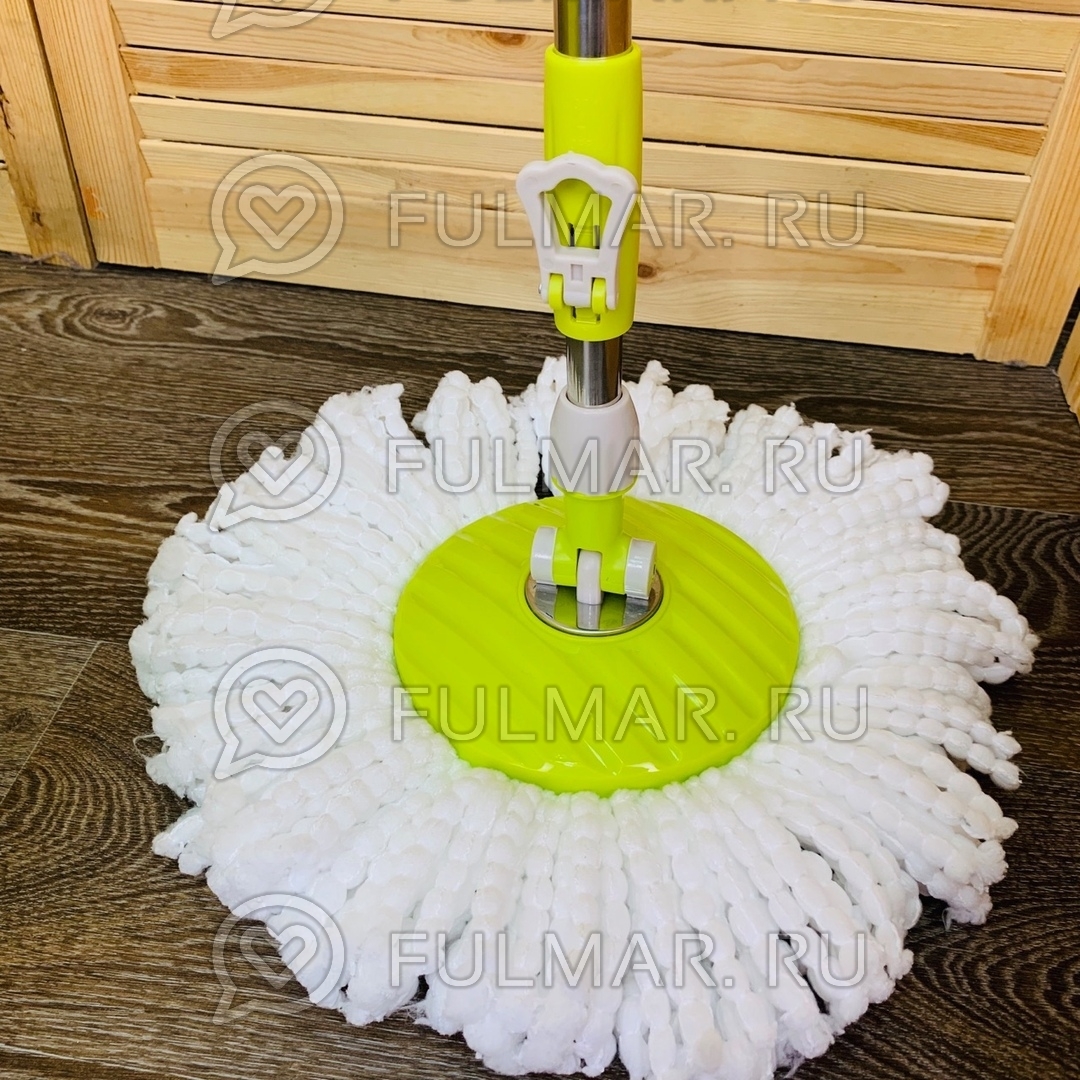 Купить Швабра и ведро с отжимом на 4 колесиках с ручкой Spin Mop Wheels  Mini Салатовое