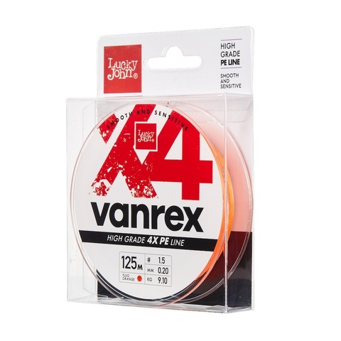 Плетеный шнур LUCKY JOHN Vanrex X4 BRAID Fluo Orange 125 м - 0,20 мм