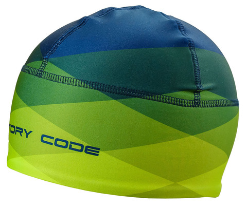 Лыжная утепленная гоночная шапка 905 Victory Code AURORA blue/lime