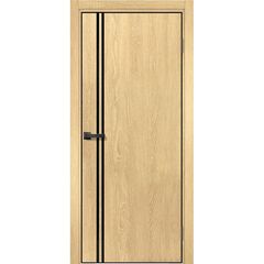 Купить Межкомнатная дверь экошпон Ставерн 17-1 дуб мадейра янтарь кромка чёрная матовая остеклённая