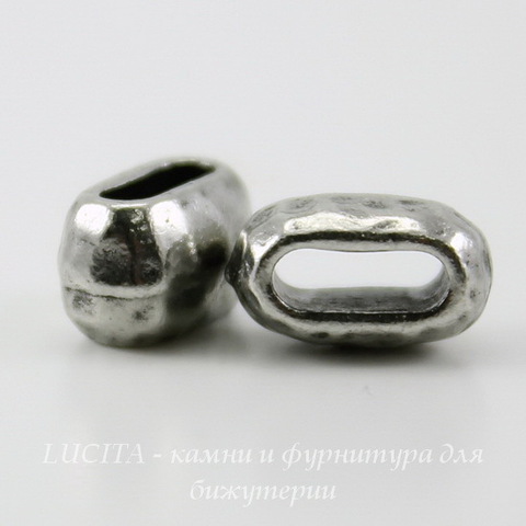Бусина для шнура 6х2 мм TierraCast 10х6х6 мм (цвет-античное серебро) ()