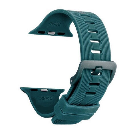 Силиконовый ремешок Sport с застежкой 38 мм / 40 мм / 41 мм для Apple Watch (Зелено-синий)