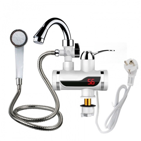 Проточный кран-водонагреватель с душем и дисплеем Instant Heating Faucet (с нижней подводкой)