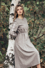 Рагнеда. Платье с длинным рукавом в этническом стиле с вышивкой PL-42-2348