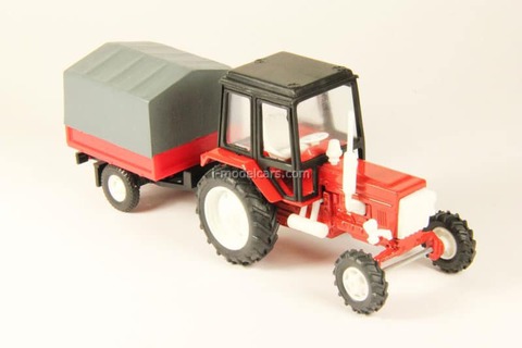 Tractor MTZ-82 Belarus metal with awning Trailer (red) Agat Mossar Tantal 1:43