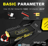 АКБ GensAce Bashing Pro 8000mAh 11.1V 3S 100C Lipo Battery