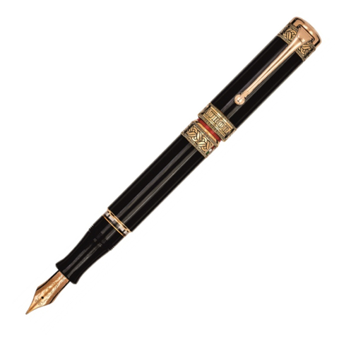 Перьевая ручка Aurora Dante Inferno Black GT, перо - F, в подарочной коробке