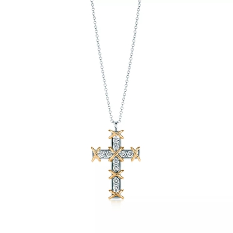 Подвеска - крест из платины и жёлтого золота 18k с бриллиантами, Tiffany 💠Jean Shlumberge.