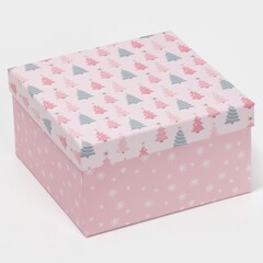 Коробка одиночная, Квадрат, Happy New year, 19,5*19,5*11см, 1 шт.