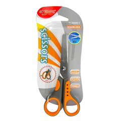 
          Ножницы канцелярские, Yalong, 13 см., "Эргономик", серо-оранжевые, прорезиненные ручки, европодвес