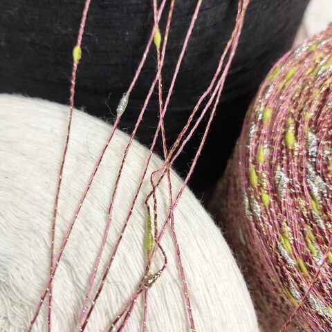 Лен (35%) с люрексом и шишибриками NODINO DI LINO 600 розово-коричневый с серебром