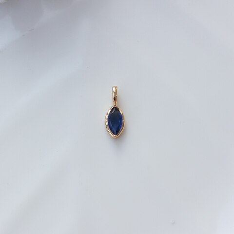 Подвеска Маркиз с синим фианитом, 14*5 мм, позолота, П403